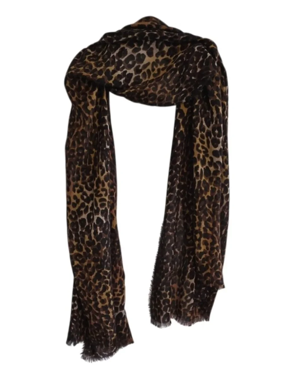 Leopard Wrap Scarf Shawl Stole Animal Print Oversized Eyelash Fringe Edges Glam